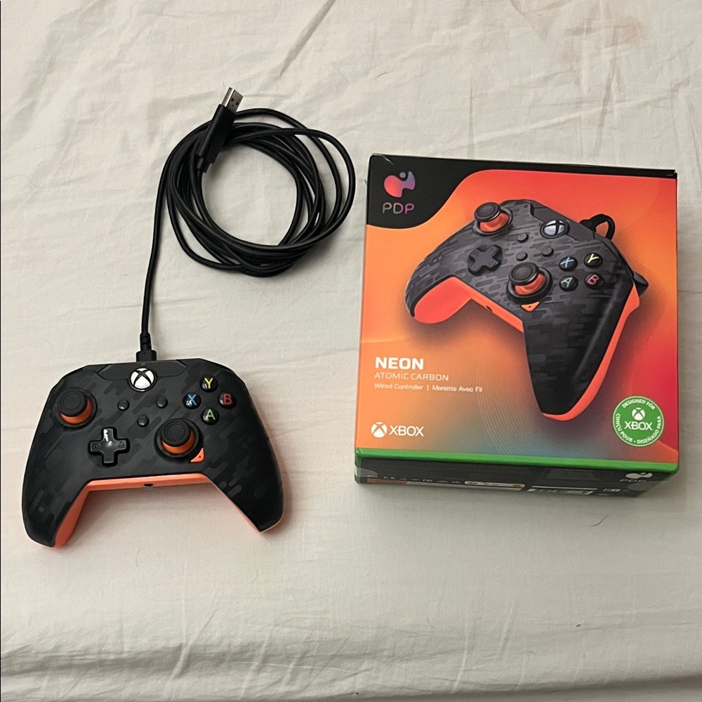 PDP Xbox Controller - Atomic Carbon Orange and Black